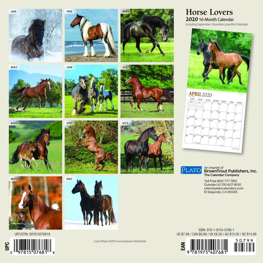 Horse Lovers 2020 Mini Wall Calendar by Plato Plato Calendars
