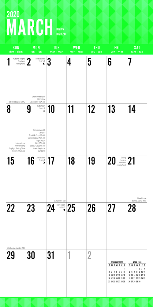 Jumbo Grid Print 2020 Square Wall Calendar By Plato