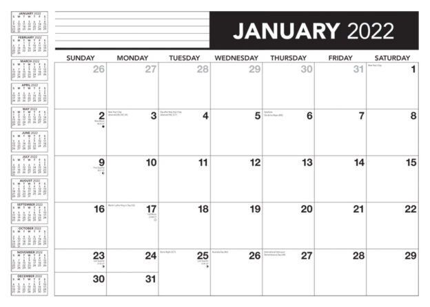 Officeworks 2022 14 x 10 Inch 18 Months Monthly Desk Pad Calendar by Plato, Planning Designer Stationery