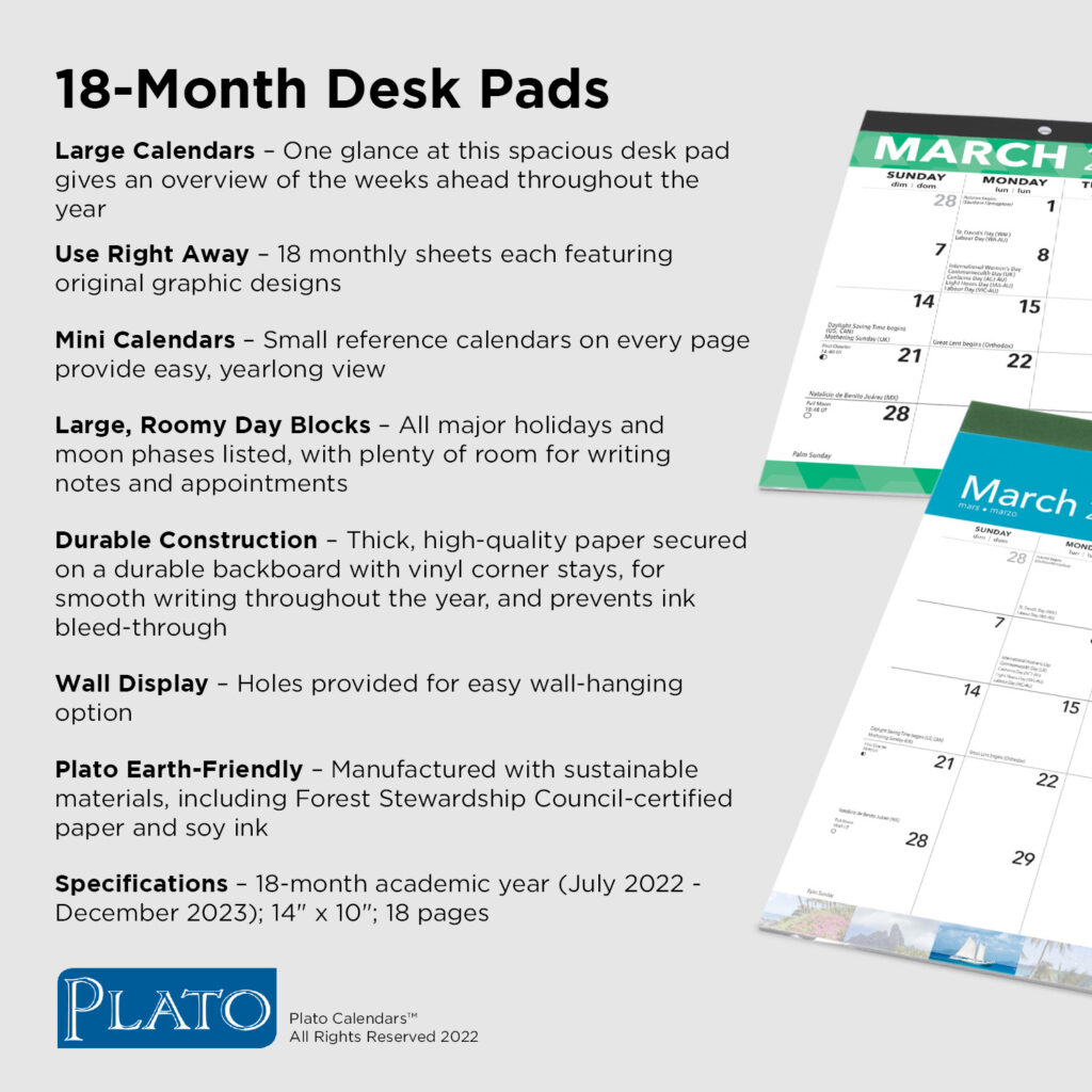 18 Months Desk Pads