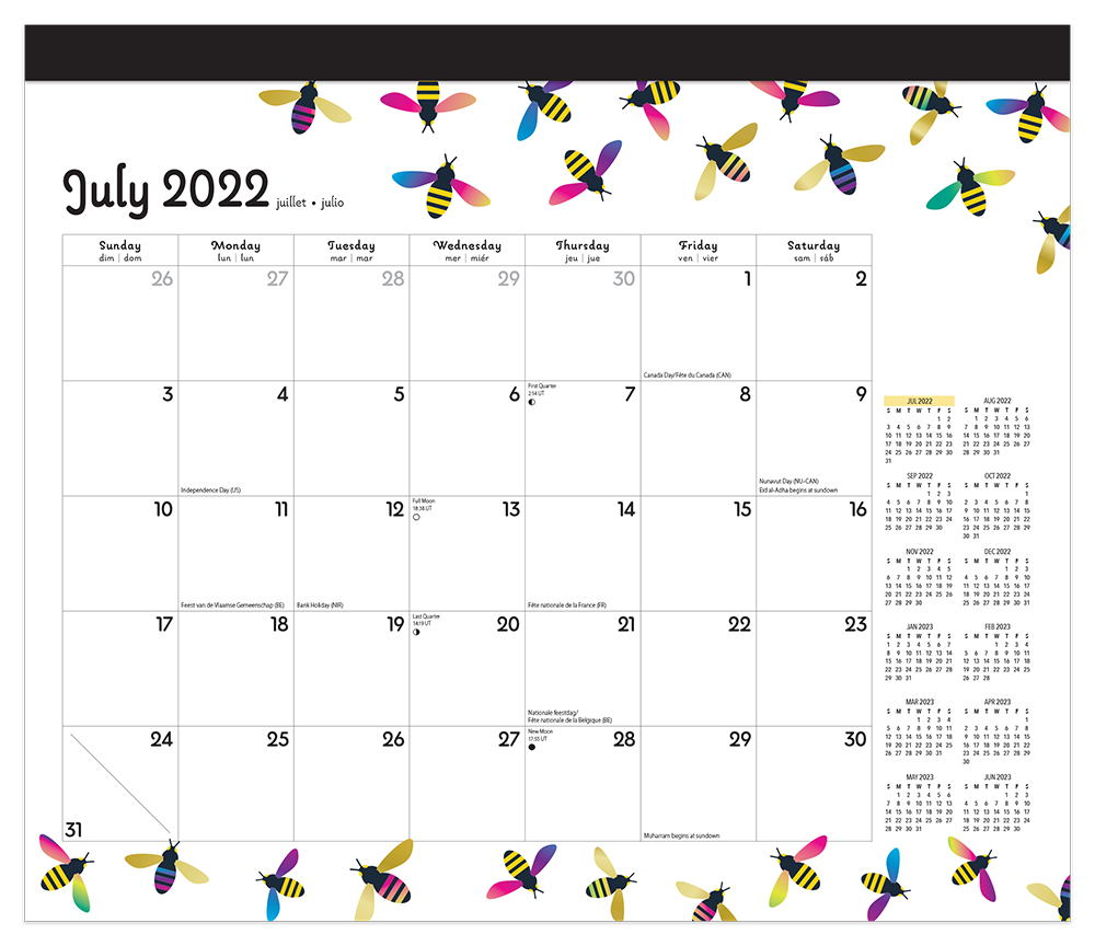 busy-bees-2023-18-months-desk-pad-calendar-july-2022-december