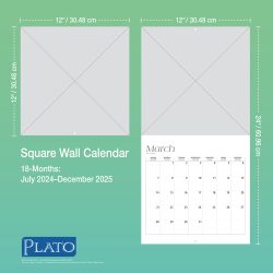 2025 18 Months Bundle | Three Square Wall Calendars | July 2024 - December 2025 | Plato