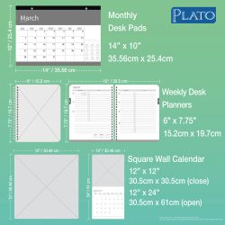 2025 18 Months Bundle | Desk Pad, Desk Planner, and Square Wall Calendar | July 2024 - December 2025 | Plato