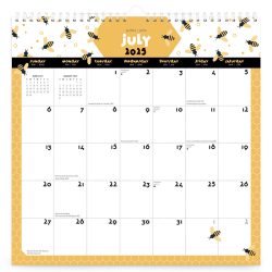 Busy Bees | 2026 12 x 12 Inch (Hanging) 18 Months Monthly Square Wire-O Calendar | Sticker Sheet | July 2025 - December 2026 | Plato | Planning Stationery