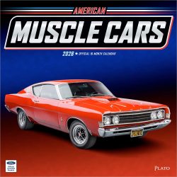 American Muscle Cars OFFICIAL | 2026 12 x 24 Inch (Hanging) Monthly Square Wall Calendar | Foil Stamped Cover | Plato | USA Motor Ford Chevrolet Chrysler Oldsmobile Pontiac