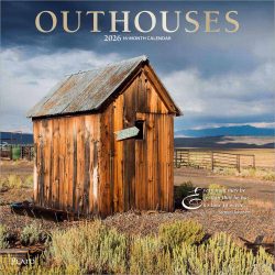 Outhouses | 2026 12 x 24 Inch (Hanging) Monthly Square Wall Calendar | Foil Stamped Cover | Plato | Toilette Latrine Bog Humor