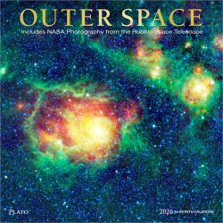 Outer Space | 2026 12 x 24 Inch (Hanging) Monthly Square Wall Calendar | Foil Stamped Cover | Plato | Universe Cosmos Inspiration