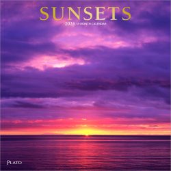 Sunsets | 2026 12 x 24 Inch (Hanging) Monthly Square Wall Calendar | Foil Stamped Cover | Plato | Nature Photography Science