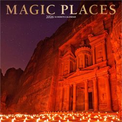 Magic Places | 2026 12 x 24 Inch (Hanging) Monthly Square Wall Calendar | Foil Stamped Cover | Plato | Scenic Travel World Photography