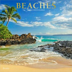 Beaches | 2026 12 x 24 Inch (Hanging) Monthly Square Wall Calendar | Foil Stamped Cover | Plato | Travel Nature Tropical