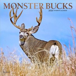 Monster Bucks | 2026 12 x 24 Inch (Hanging) Monthly Square Wall Calendar | Foil Stamped Cover | Plato | Wildlife Animals Hunting