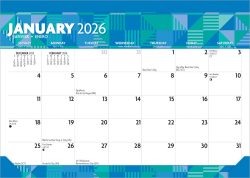 Large Print | 2026 15.5 x 11 Inch Monthly Desk Pad Calendar | Plato | Easy to See Large Font